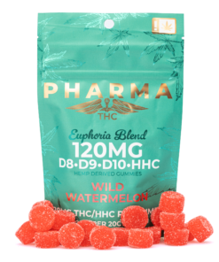 PharmaTHC Euphoria Blend Gummies – Wild Watermelon (1000 mg Delta 8 + 240 mg Delta 9 + 660 mg Delta 10 + 500 mg HHC Total)