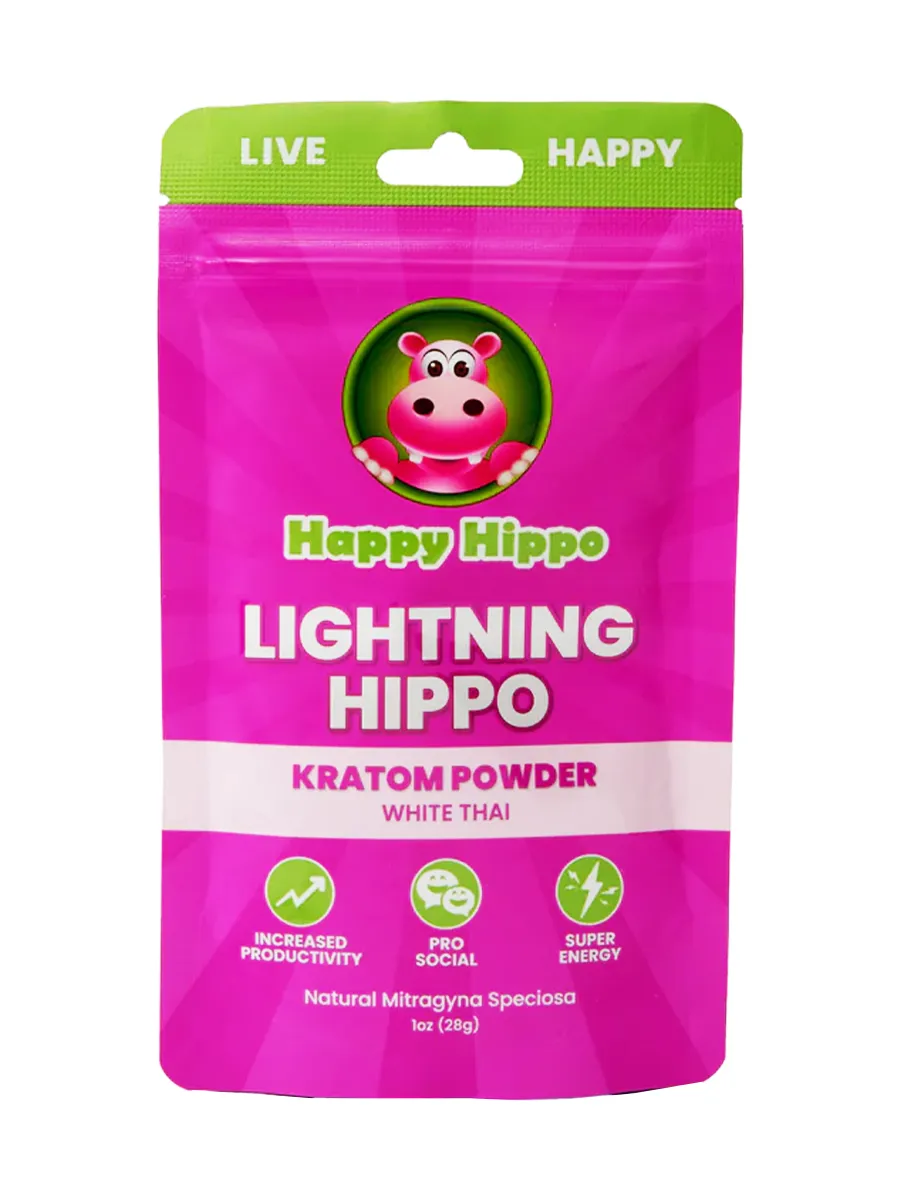 Happy Hippo Lightning Hippo White Thai Kratom Powder 1oz