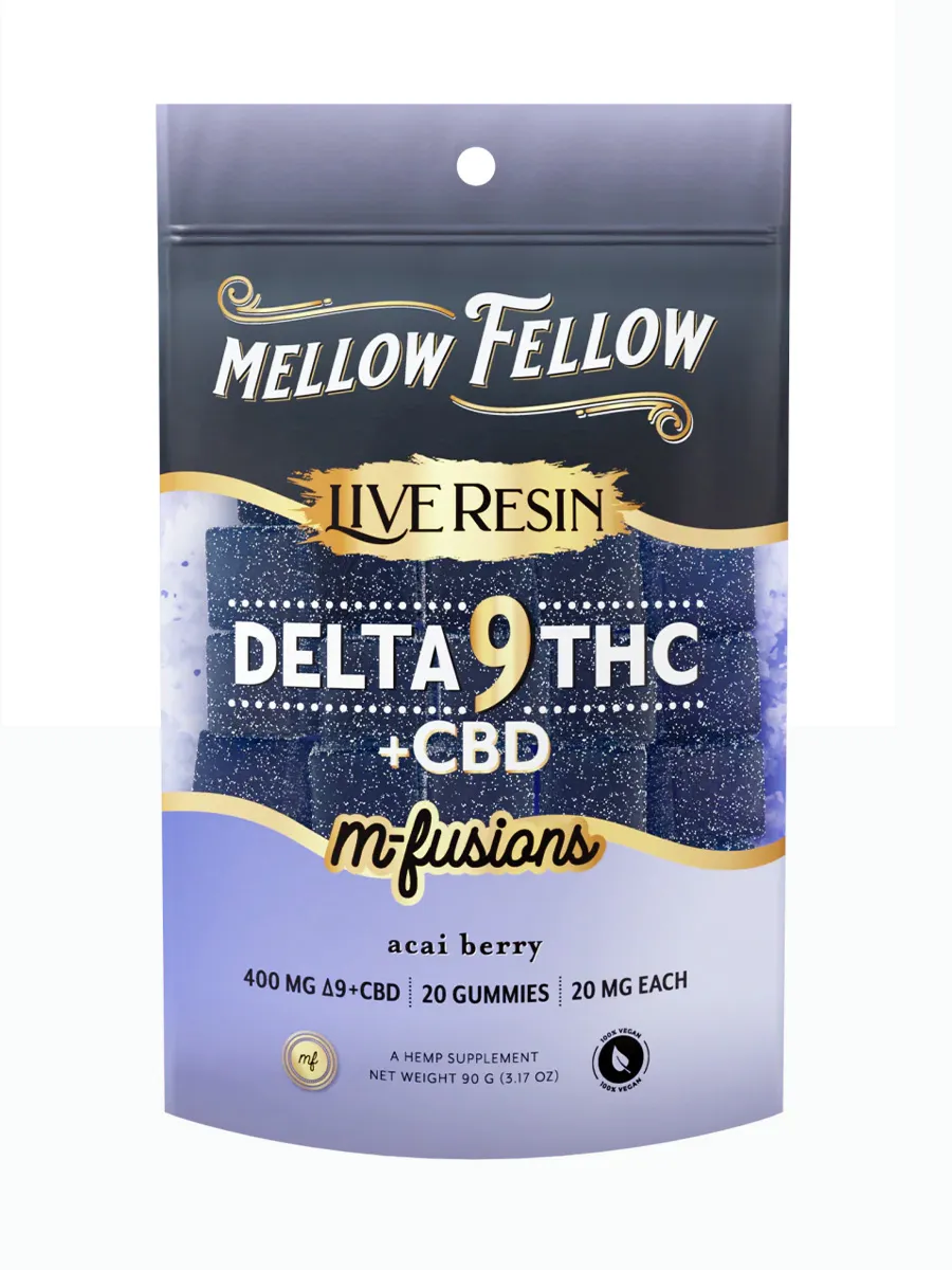 Acai Berry Mellow Fellow M-Fusions Delta 9 Live Resin Gummies 400mg