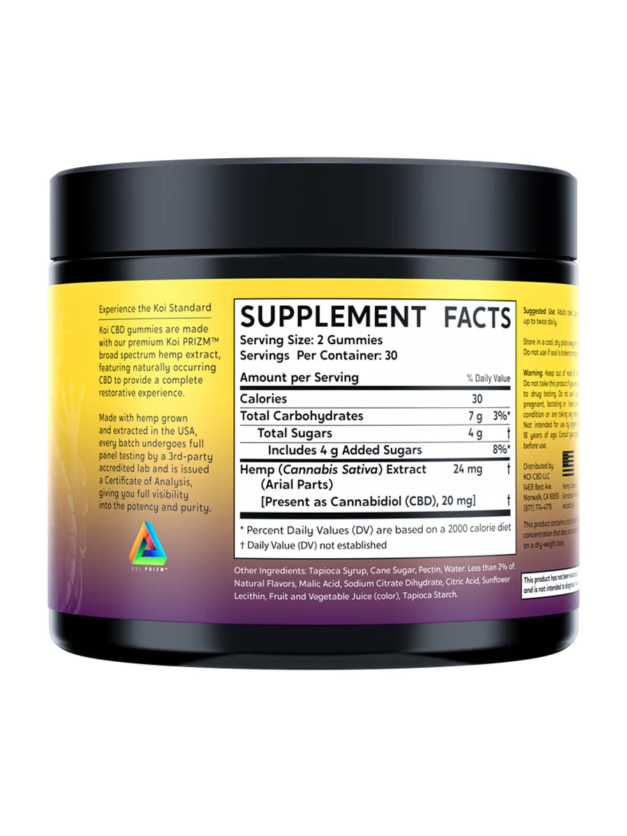 Berry Lemonade Koi Broad Spectrum CBD Anytime Balance Gummies 600mg - Image 2