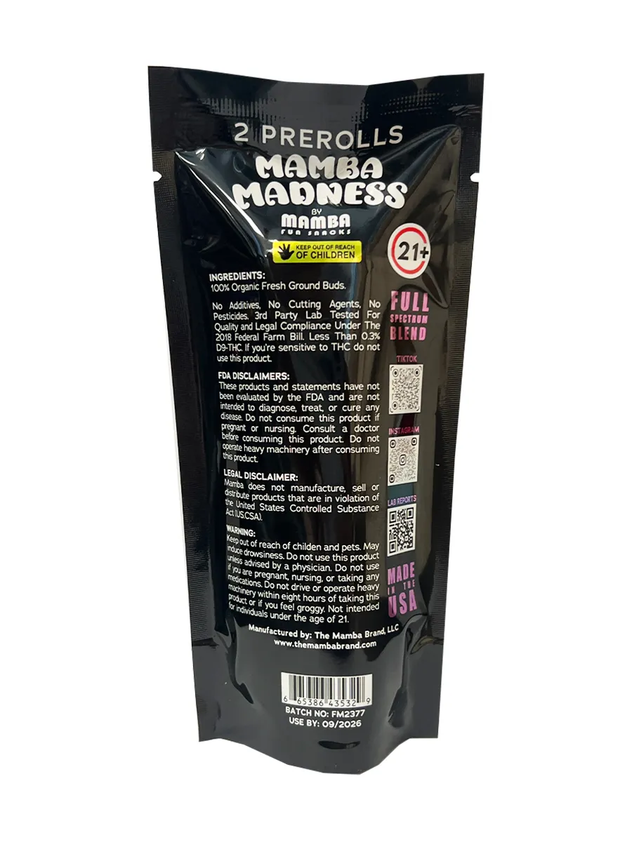 Sugar Daddy Mamba Madness Diamond Infused Pre-Roll 2ct 4G - Image 2