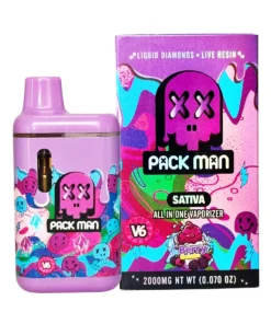 Berry Gelato Pack Man V6 Liquid Diamonds Live Resin Vaporizer 2000MG