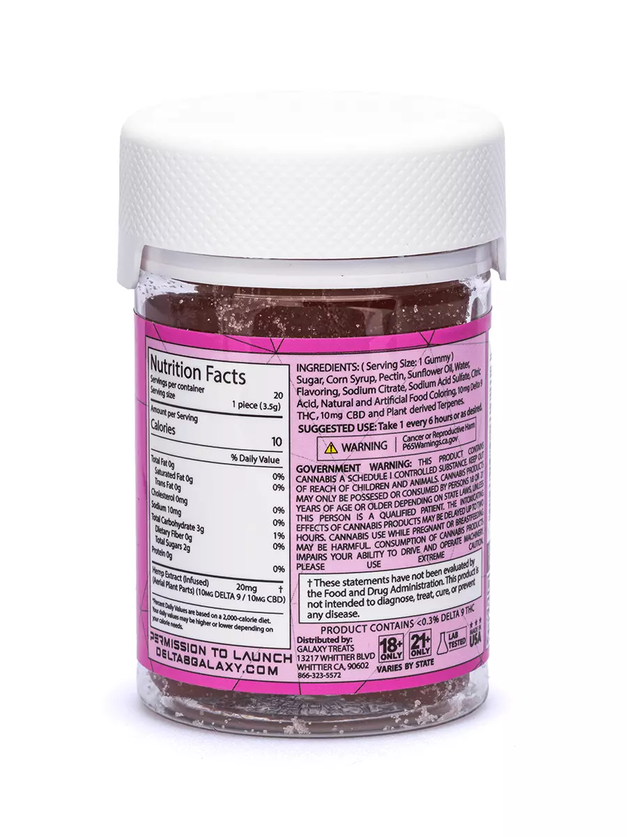 Berry Melon Lifter Strawberry Watermelon Galaxy Treats Moon Babies D9 THC Gummies 200mg - Image 2