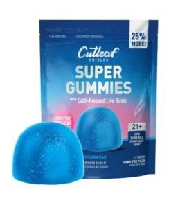 Blue Raspberry Cutleaf Super Gummies with Cold-Pressed Live Rosin Gummies