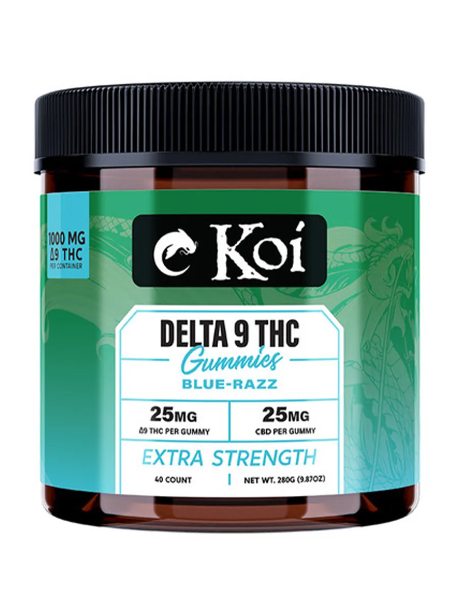 Blue Razz Koi Extra Strength Delta 9 Gummies 40ct