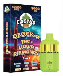 Blueberry Cookie | Grape Ape | Pineapple Express Cactus Labs Glock 9 THC + Liquid Diamonds 3in1 Vape 9000mg