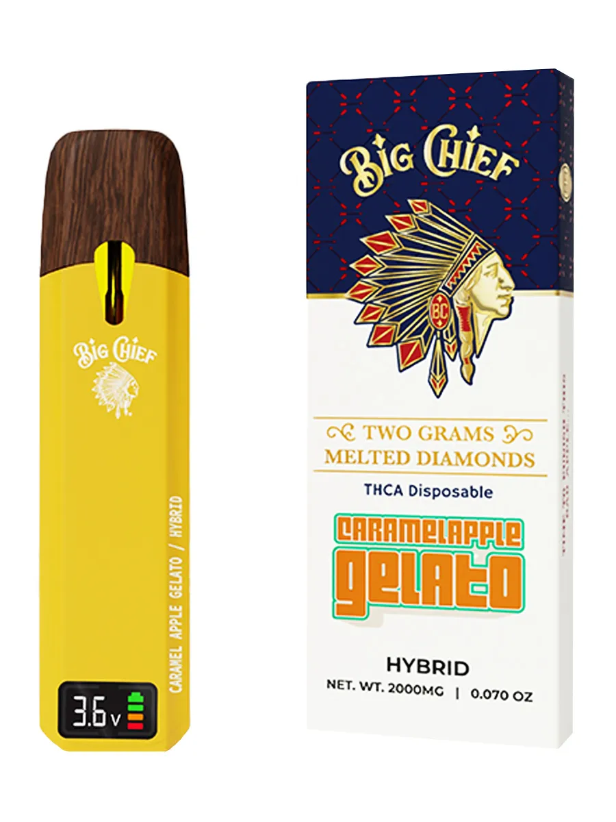 Caramel Apple Gelato Big Chief Melted Diamond THCA Disposable 2G