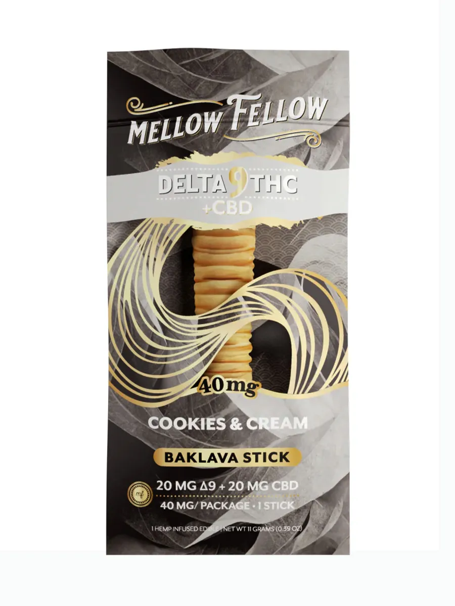 Cookies & Cream Mellow Fellow Delta 9 CBD Baklava Stick 40mg
