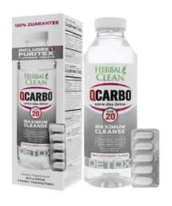 Cran-Raspberry Herbal Clean QCarbo20 Same-Day Detox Drink 20 fl oz + 5 Tablets