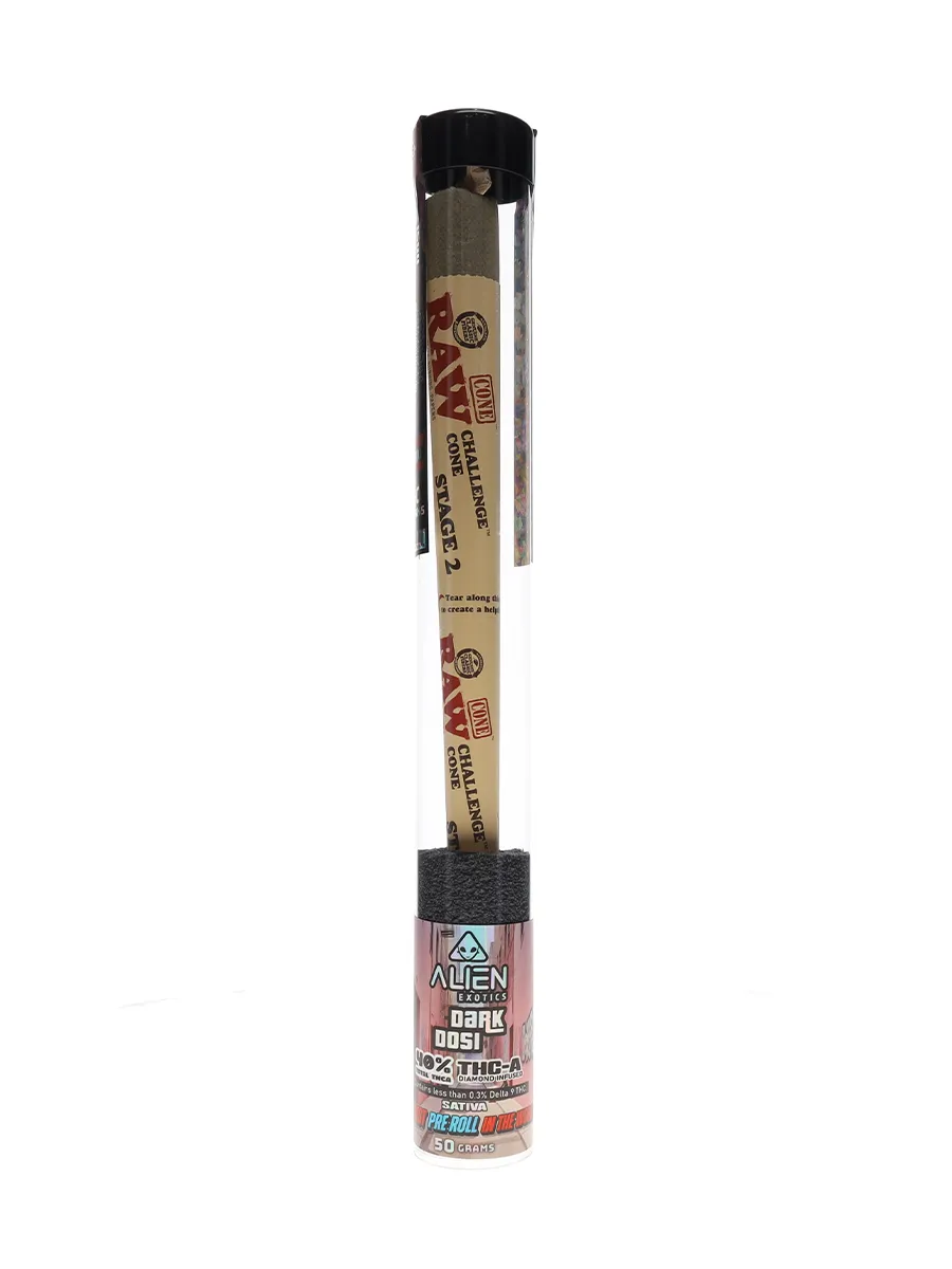 Dark Dosi RAW Challenge Cone x Alien Exotics THC-A Diamond Infused Pre-Rolls 50G - Image 2