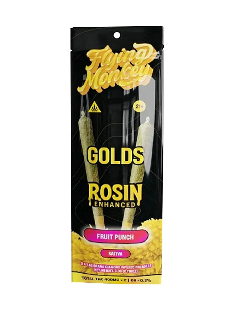 Fruit Punch Flying Monkey Golds Rosin Enhanced Diamond Infused Pre-Rolls 2×1.65G