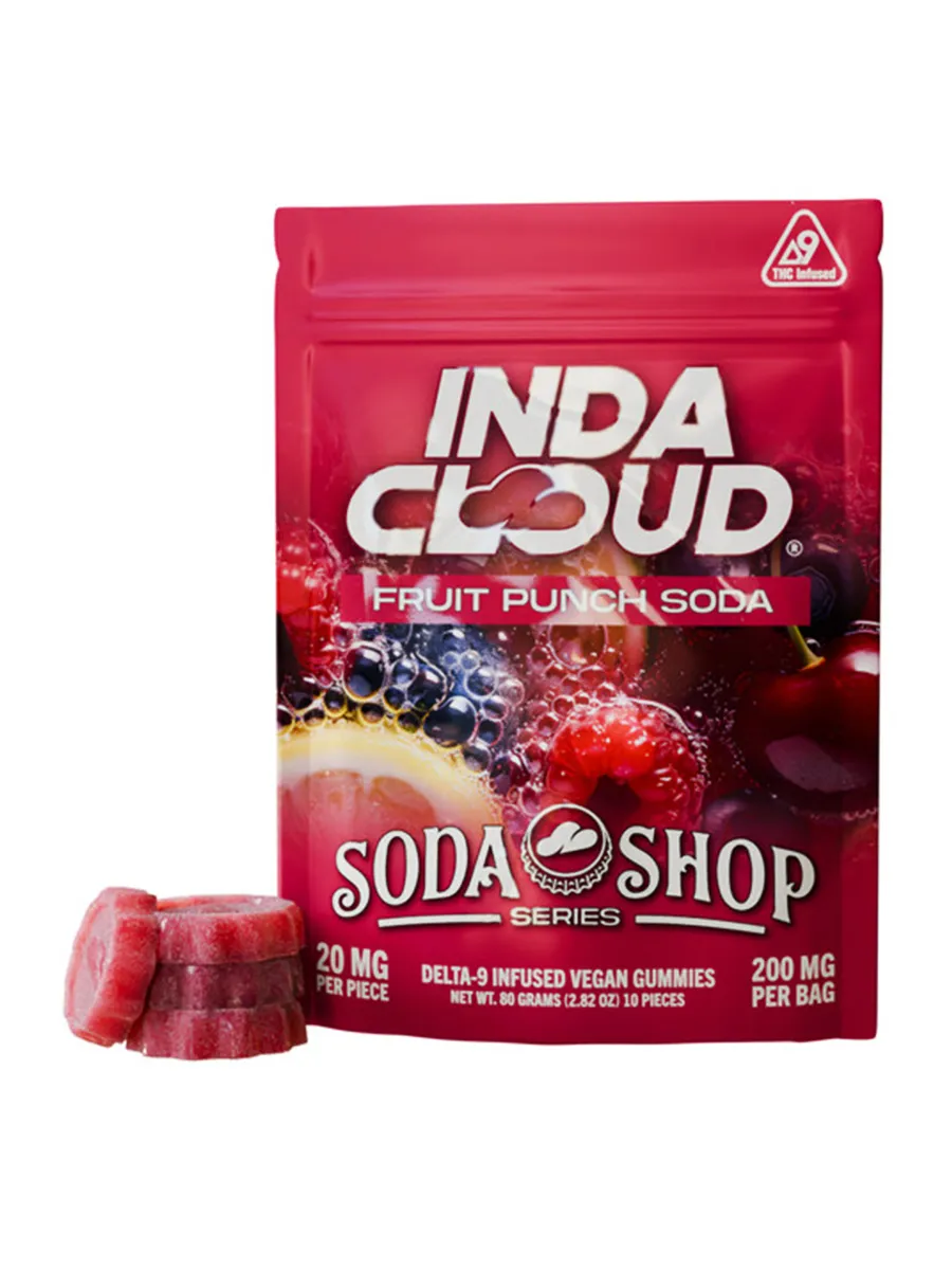 Fruit Punch Soda IndaCloud D9 Infused Vegan Gummies 200MG