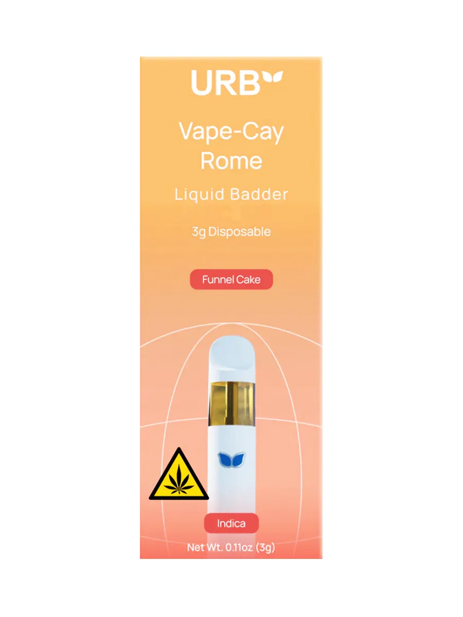 Funnel Cake URB Vape-Cay Rome Liquid Badder Disposable 3G