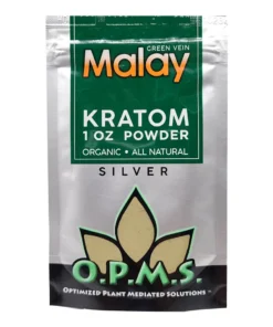 Green Malay OPMS Kratom Silver Powder 1oz Bag