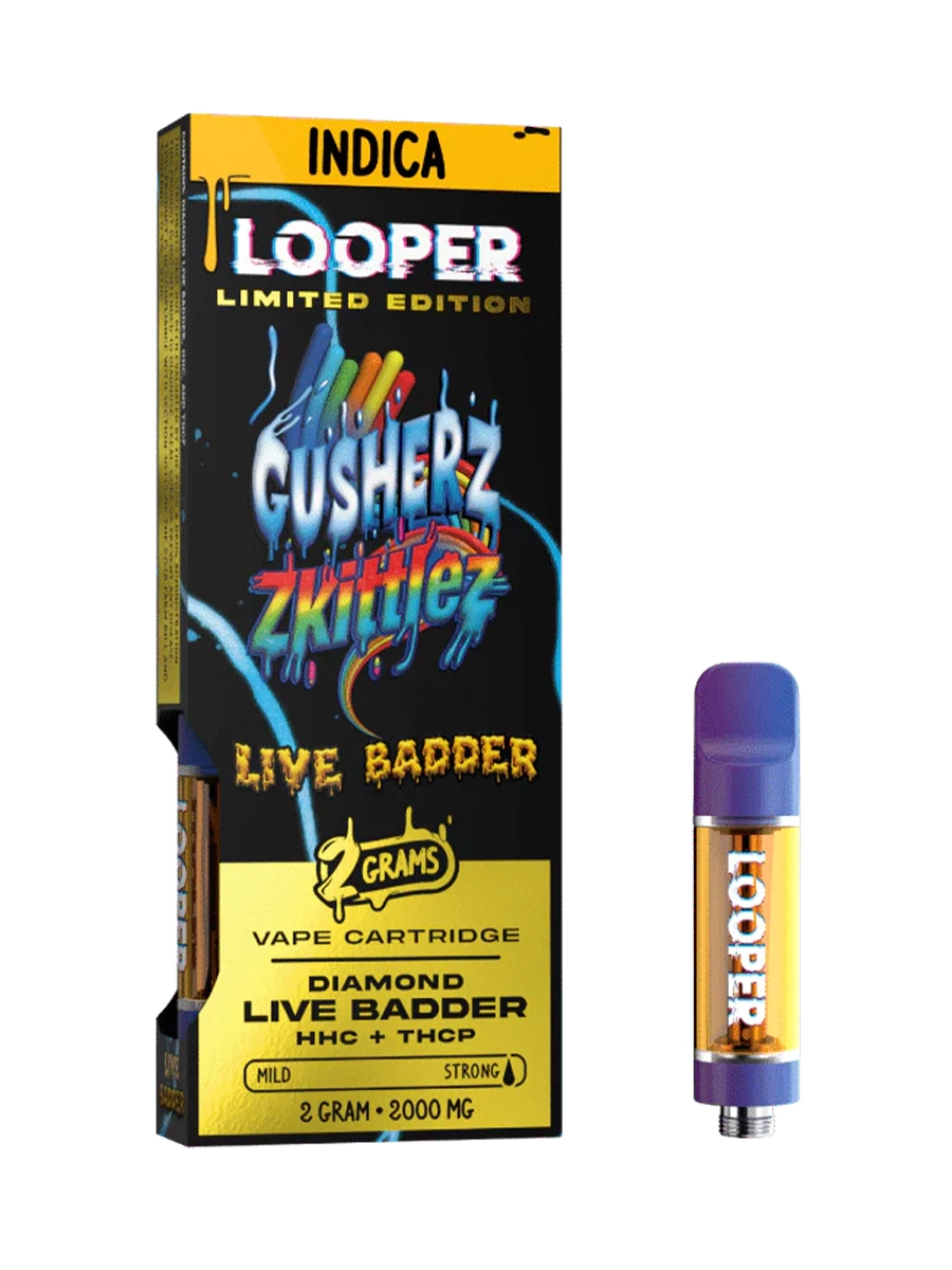 Gusherz Zkittlez Looper Limited Edition Diamond Live Badder HHC+THC-P Cart 2G