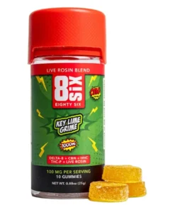Key Lime Grime 8SIX OMG Series Live Rosin D8+HHC+THC-P Gummies 1000mg
