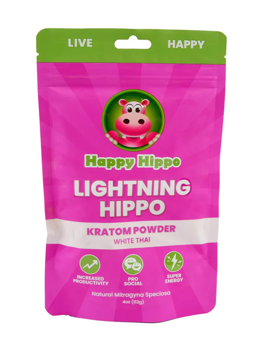 Happy Hippo Lightning Hippo White Thai Kratom Powder 4oz
