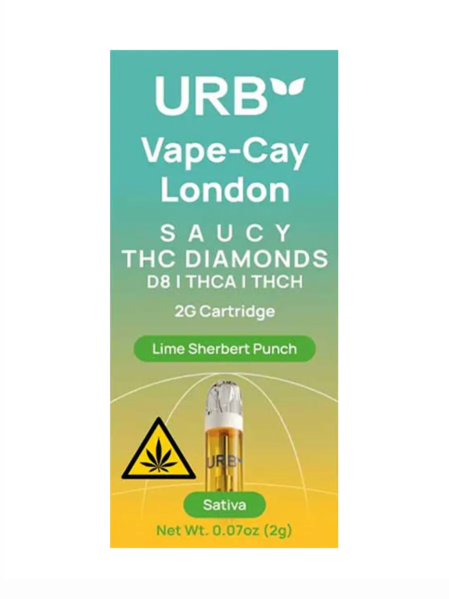 Lime Sherbet Punch URB Vape-Cay London Saucy THC Diamonds Cartridge 2G