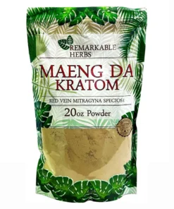 Maeng DA Red Vein Remarkable Herbs Kratom Powder 20oz Bag