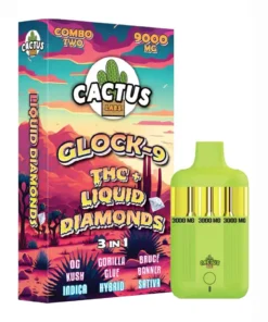 OG Kush | Gorilla Glue | Bruce Banner Cactus Labs Glock 9 THC + Liquid Diamonds 3in1 Vape 9000mg