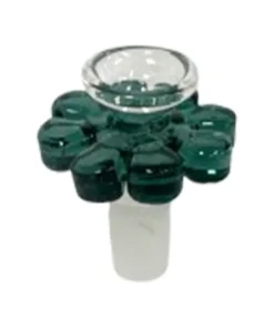 Pacific One Hitter Male Bowl Colored Emerald Flower Grip 14MM