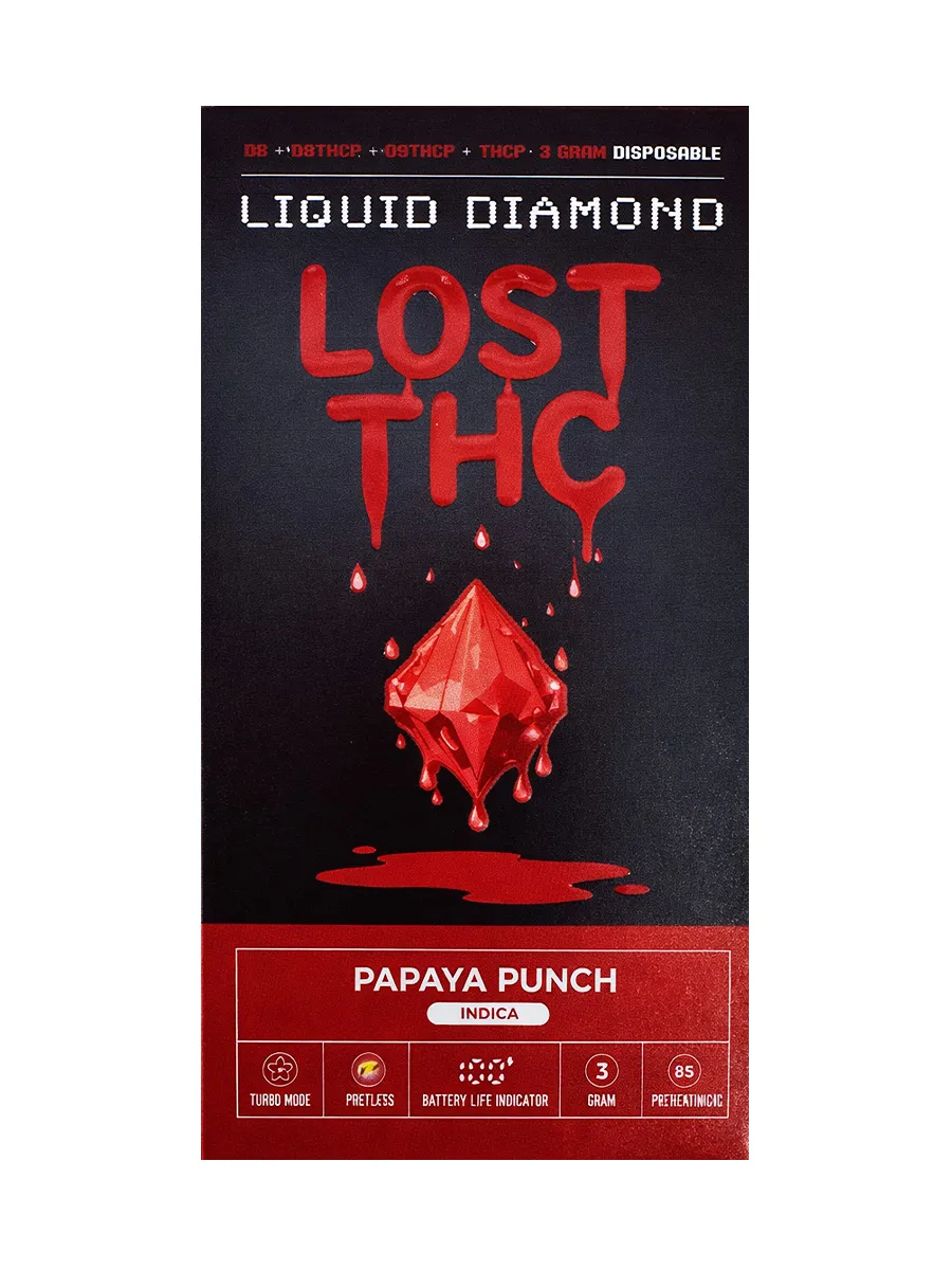 Papaya Punch Lost THC Liquid Diamond Blend Disposable 3G