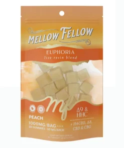 Peach Mellow Fellow M-Fusions Euphoria Bland Live Resin Gummies 1000mg