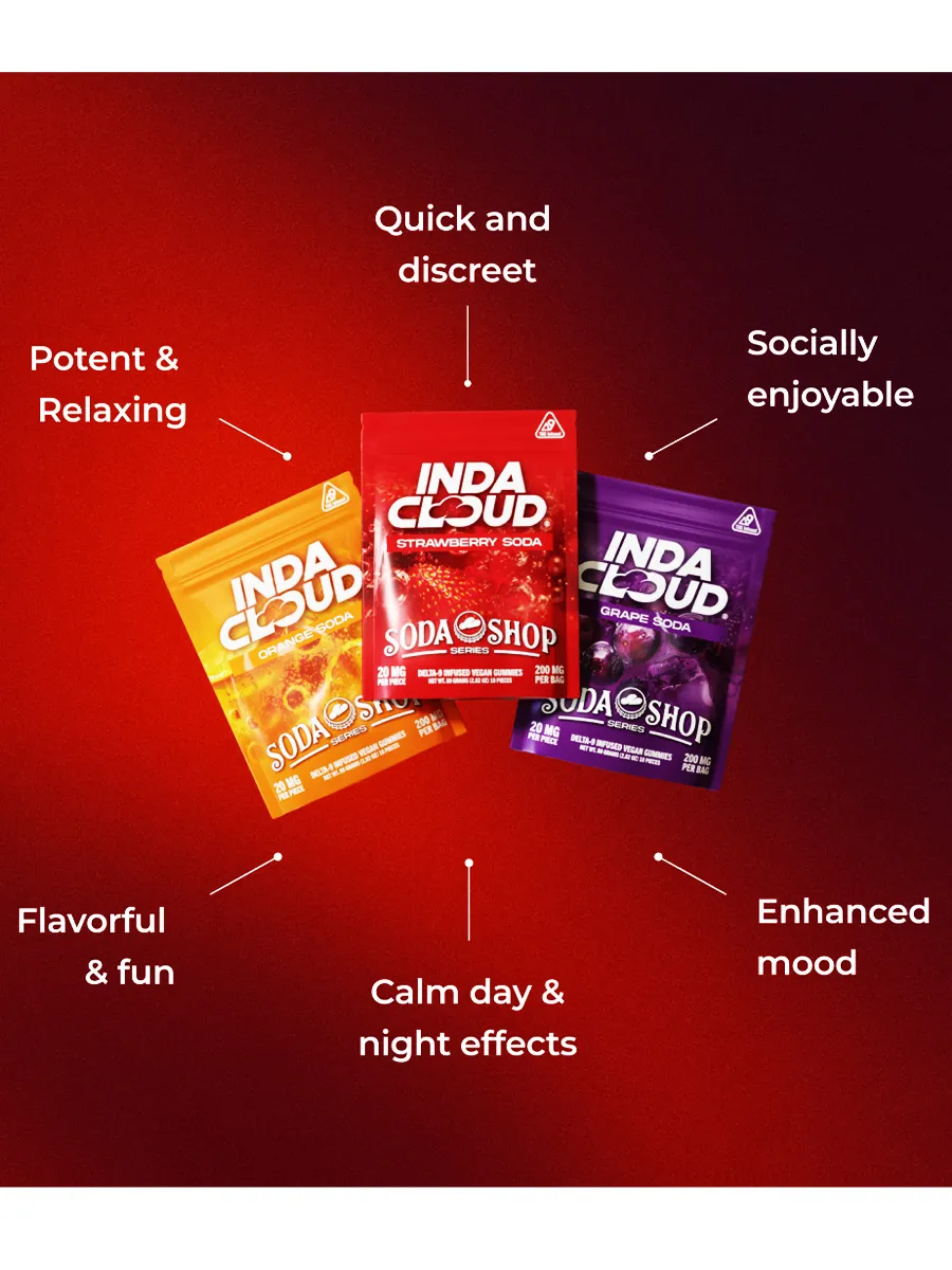 Peach Soda IndaCloud D9 Infused Vegan Gummies 200MG - Image 3