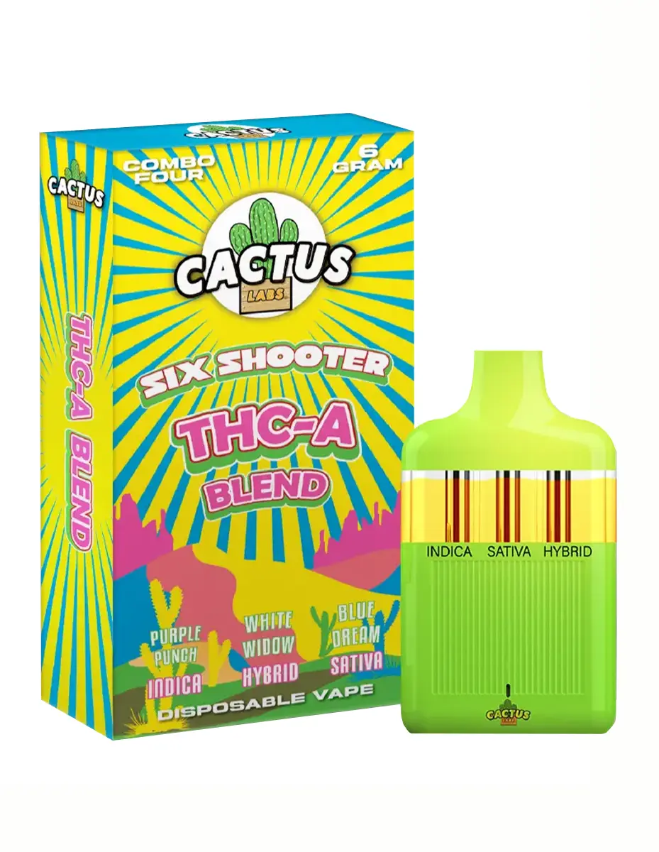 Purple Punch | White Widow | Blue Dream Cactus Labs Six Shooter THC-A Blend Disposable 6G