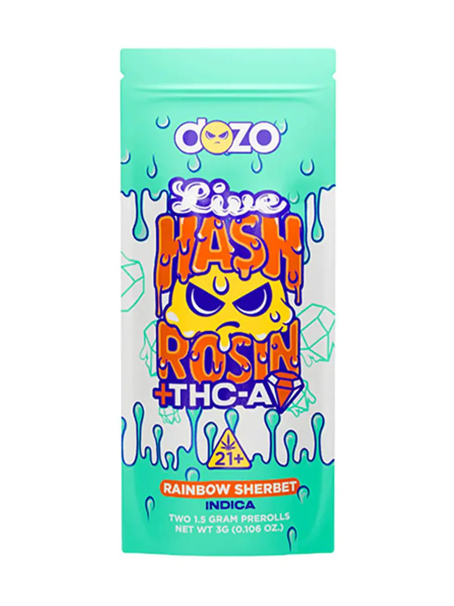 Rainbow Sherbet Dozo Live Hash Rosin + THC-A Diamond Prerolls 2ct