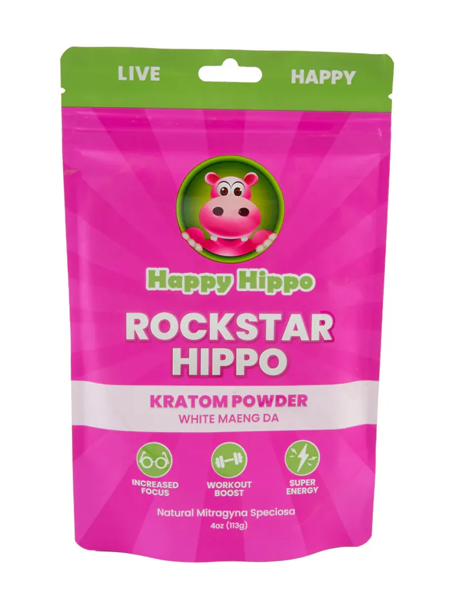 Happy Hippo Rockstar Hippo White Maeng Da Kratom Powder 4oz