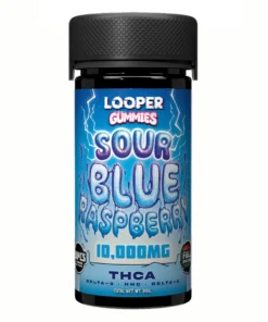 Sour Blue Raspberry Looper THCA+Delta-8+HHC+Delta-9 Gummies 10 000mg