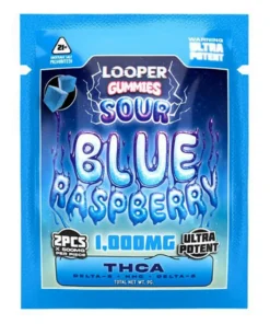 Blue Raspberry Looper THCA+Delta-9+HHC+Delta-8 Gummies 2ct 1000mg
