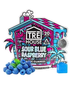 Sour Blue Raspberry Tre House D9 + CBD Gummies 400mg