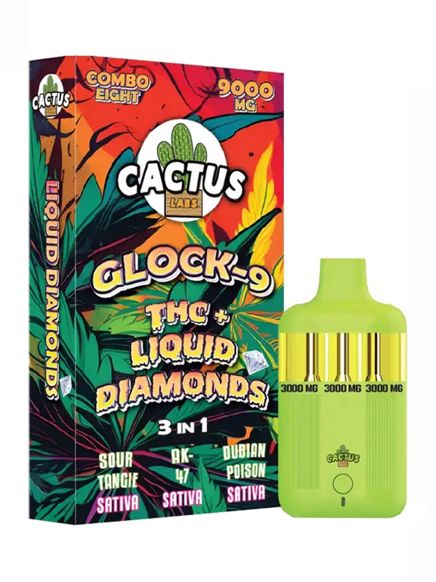 Sour Tangie | AK-47 | Dubian Poison Cactus Labs Glock 9 THC + Liquid Diamonds 3in1 Vape 9000mg
