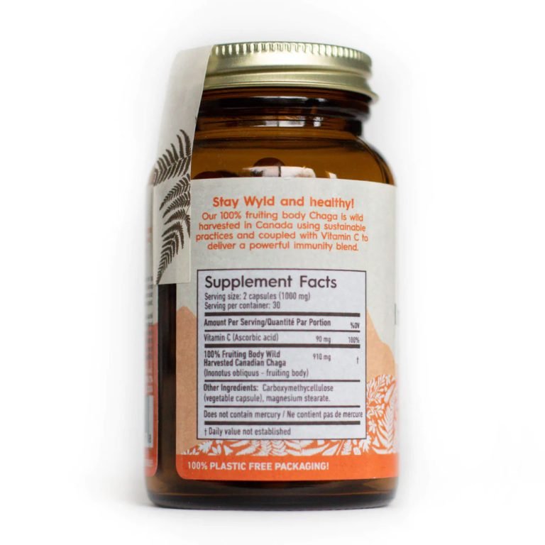 Stay Wyld Organics – Chaga Immunity Boost Mushroom Capsules (Bottle of 60) - Image 3