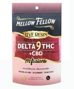 Strawberry Cheesecake Mellow Fellow M-Fusions Delta 9 Live Resin Gummies 400mg