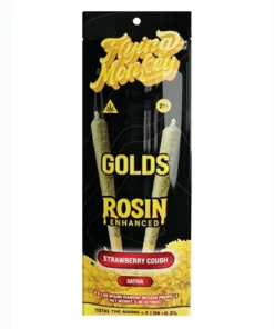 Strawberry Cough Flying Monkey Golds Rosin Enhanced Diamond Infused Pre-Rolls 2×1.65G