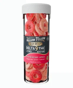 Strawberry Rings Mellow Fellow Live Resin Blend Delta 9 + CBD Gummies 800mg