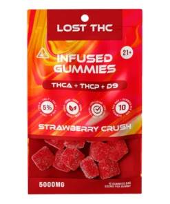 Strawberry Crush Lost THC THCA+THCP+D9 Infused Gummies 5000MG