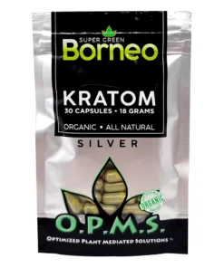 Super Green Borneo OPMS Silver Kratom Capsules 30ct
