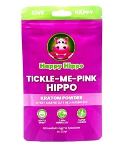 Happy Hippo Tickle Me Pink Hippo White & Red Maeng Da Kratom Powder 8oz