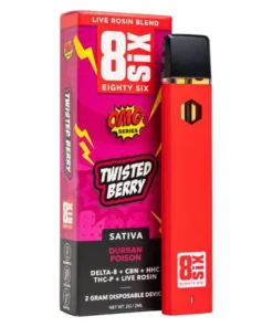 Twisted Berry Durban Poison 8SIX OMG Series Live Rosin Blend Disposable 2G