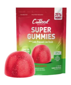Watermelon Twist Cutleaf Super Gummies with Cold-Pressed Live Rosin Gummies