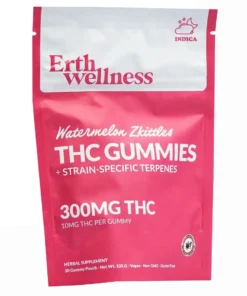 Watermelon Zkittlez Erth Wellness D9 THC Strain-Specific Terpenes Gummies 30ct 300MG