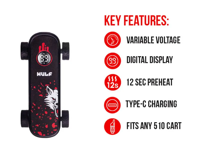 Wulf Mods Deck 510 Thread Vape Cart Battery - Image 6