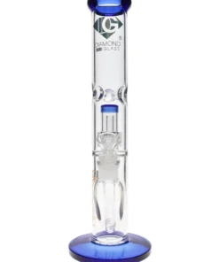 Alternative view of 15″ Diamond Glass Matrix Perc Straight Tube Bong